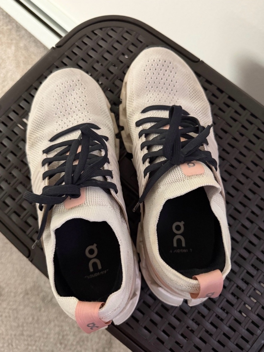 Light Pink Knit Athletic Sneakers with Black Laces - Picture 4 of 4